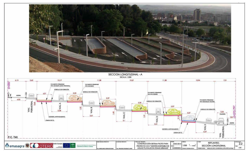Sección y vista general de la planta piloto en el Campus de Cartuja de la Universidad de Granada